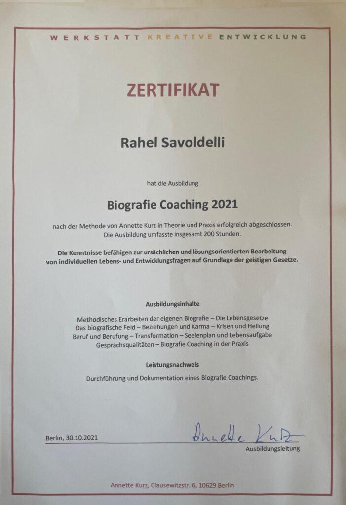 zertifikat Biogtrafie Coach 
